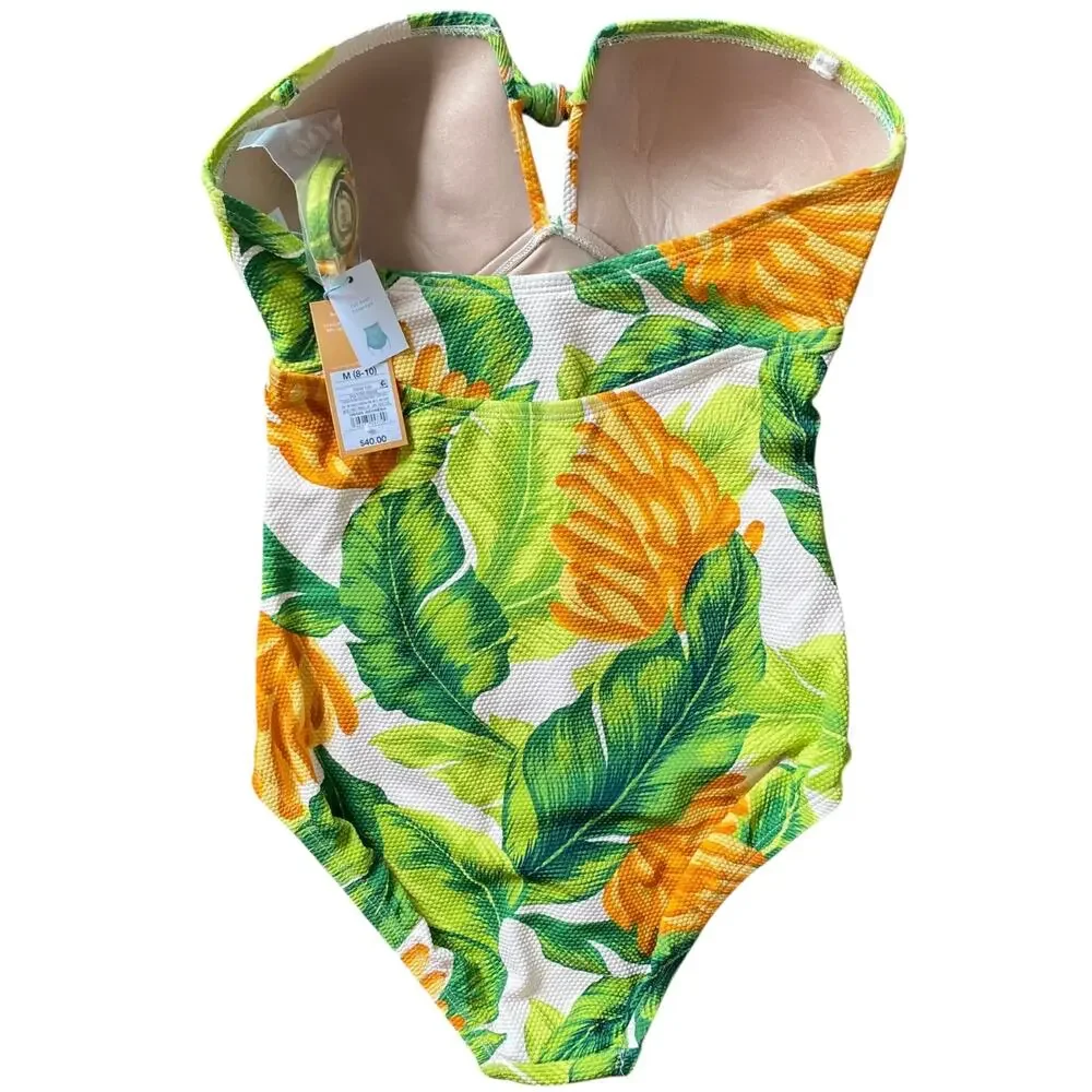 NEW KONA SOL Tropical Print Strapless Full Coverage One Piece Swimsuit Medium - Picture 2 of 3